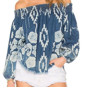 One Teaspoon Denim Off The Shoulder Top